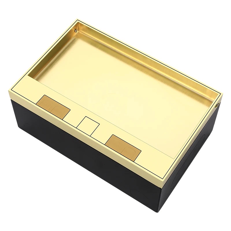 Люк напольный на 4 модуля, металлический, h=85мм, крышка с углублением 17 мм, TIMIUX, золото