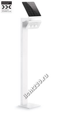 Уличный светодиодный сенсорный прожектор Steinel XSolar GL-S 671204, IP 44, цвет белый, плафон прозрачный, LED 3х0,5, 1,5 Вт, угол 140°