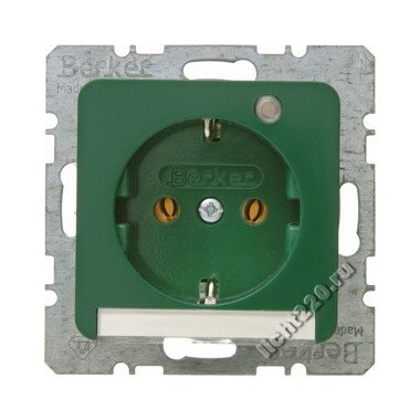 415903Berker штепсельная розетка SCHUKO с контрольной лампой и полем для надписи цвет: зеленый, с блеском Modul 2 (арт. B415903)