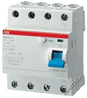 ABB Выключатель дифференциального тока (УЗО) 4мод.F204 A-125/0,3 (арт.: 2CSF204101R3950)