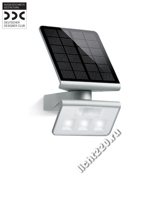 Уличный светодиодный сенсорный прожектор Steinel XSolar L-S 671013, IP 44, цвет серебро, плафон прозрачный, LED 3х0,5, 1,5 Вт, угол 140°