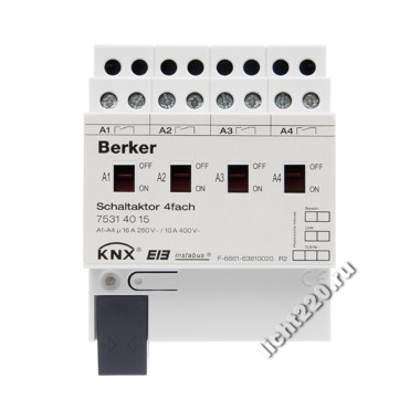 75314015Berker исполнительное устройство 4 А, 16-канальное, REG цвет: светло-серый instabus KNX/EIB (арт. B75314015)