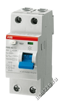 ABB Выключатель дифференциального тока (УЗО) 2мод. F202 A S-63/1 (арт.: 2CSF202201R5630)