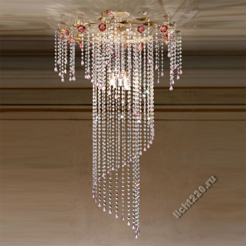 Emme Pi Light Потолочный светильник, цвет арматуры - эмалированное золото, подвески ASF - прозрачный, декоративное (арт. 6041PL/8/ASF)