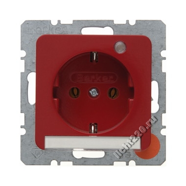 415962Berker штепсельная розетка SCHUKO с контрольной лампой и полем для надписи цвет: красный, с блеском Modul 2 (арт. B415962)