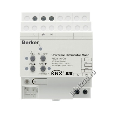 75311008Berker instabus KNX/EIB исполнительное устройство универсального диммера, 1-канальное, REG (арт. B75311008)
