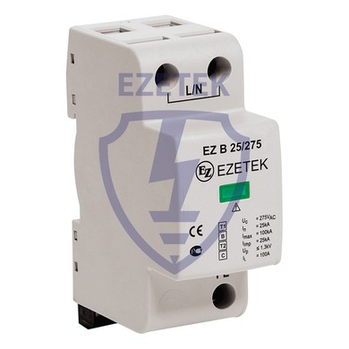 502333 Ezetek УЗИП EZ B 25/320 Мощный однофазный ограничитель перенапряжения для TNC систем. Iimp (10/350) = 25 кА, Imax (8/20) = 100 кА, In (8/20) = 25 кА (арт. EZ_502333)