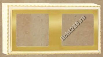 FEDE ROMA SURFACE накладная гориз/вертик 2-постовая рамка, открытый монтаж. Комплект для монтажа включает (2 суппорта, 6 защитн. шторок для супп., 3 кабельных вывода, 1 соедин.для доп.супп.), цвет золото и светлая бронза (GOLD white PATINA) [FD01502OP]
