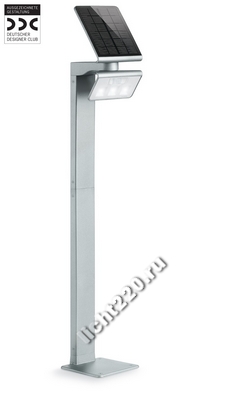 Уличный светодиодный сенсорный прожектор Steinel XSolar GL-S 671211, IP 44, цвет серебро, плафон прозрачный, LED 3х0,5, 1,5 Вт, угол 140°