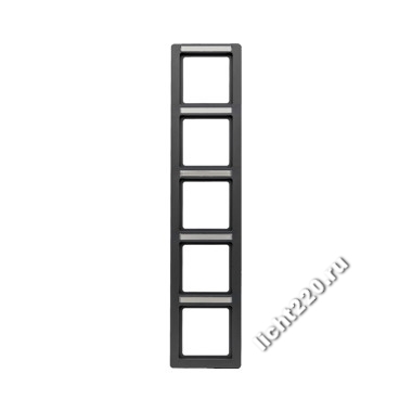 10156016Berker рамка с полем для надписей, Q.1, 5-местная вертикальная цвет: антрацит, бархатный (арт. B10156016)