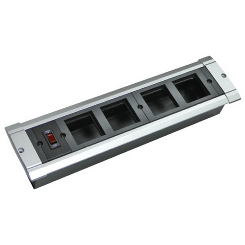 Блок настольный встраиваемый, с выключателем нагрузки на 4 модуля (45х45мм) для креп. к столу (алюмин.), IP20 Экопласт Ecoplast 70324