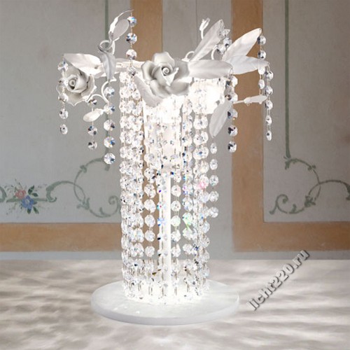 Emme Pi Light Настольная лампа, цвет арматуры - белый, декор - керамические розы, подвески ASF, 1 лампа (арт. 6050TL/1/ASF)