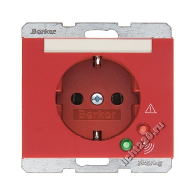 41527115Berker штепсельная розетка SCHUKO с защитой от перенапряжения цвет: красный, с блеском, серия K.1/K.5 (арт. B41527115)