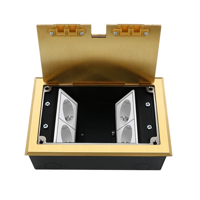 Люк напольный на 4 модуля, металлический, h=65мм, с рамкой, крышка без углубления, TIMIUX, золото